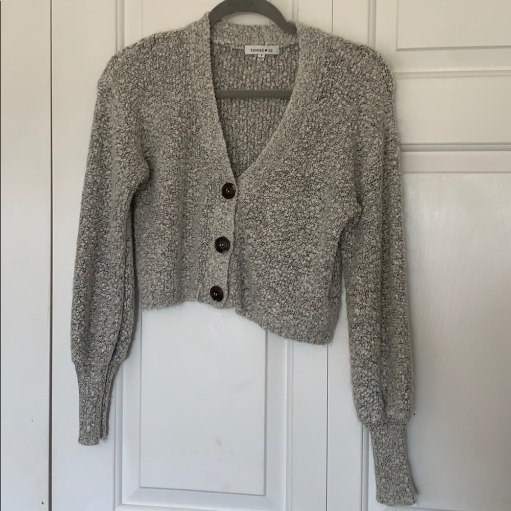 Fuzzy Grey Cropped Cardigan